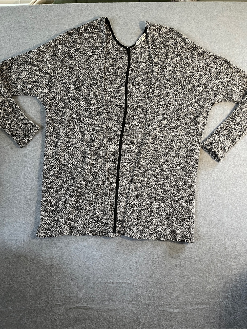 American Eagle Outfitters Black & White Marled Open-Front Cardigan